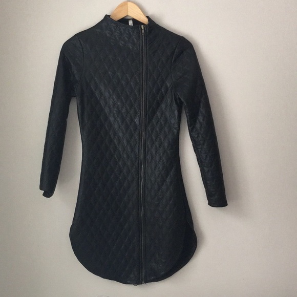 Pinklicious Dresses Black Quilted Faux Leather Tunic Dress